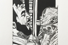 father-and-daughter-original-linocut-relief-print-black-copyright-of-Mary-Vasquez-SMALLER