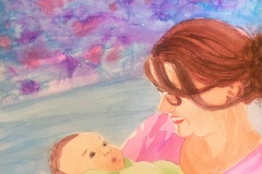 MOTHER-AND-CHILD-LINE-OF-SIGHT-WATERCOLOR-PAINTING